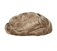 Men's Human Hair Toupee, Swiss Lace Male Wigs,Natural Looking Suave y Transpirable(Beige Blonde,7"X9")