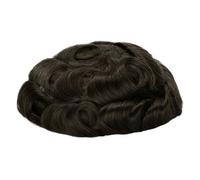 Men's Human Hair Toupee, Swiss Lace Male Wigs,Natural Looking Suave y Transpirable(Dark Brown,8"X10")