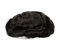 Men's Human Hair Toupee, Swiss Lace Male Wigs,Natural Looking Suave y Transpirable(Darkest Brown,7"X9")