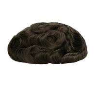 Men's Human Hair Toupee, Swiss Lace Male Wigs,Natural Looking Suave y Transpirable(Medium Light Brown,7"X9")