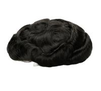 Men's Human Hair Toupee, Swiss Lace Male Wigs,Natural Looking Suave y Transpirable(Off Black,6"X8")