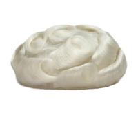 Men's Human Hair Toupee, Swiss Lace Male Wigs,Natural Looking Suave y Transpirable(Silver White,7"X9")