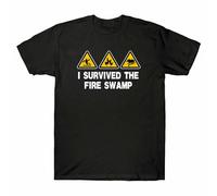 Men's I Survived The Fire Swamp Retro Graphic tee Men's Cotton Short Sleeve tee T-Shirt Black M