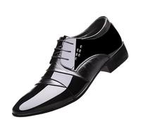 Men's Italian Leather Lace-Up Wingtip Shoes Low Top Formal Wedding Casual Comfortable for Business(38 EU)