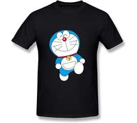 Men's Japanese Cartoon Movie Doraemon Blue T Shirts Black Black
