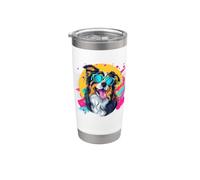 Mens Kids Funny Retro Vintage 80s Australian Shepherd Lover Vaso térmico de acero inoxidable de doble pared