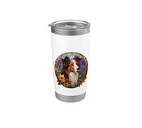 Mens Kids Owner Flowers Floral Shetland Sheepdog Lover Vaso térmico de acero inoxidable de doble pared