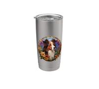 Mens Kids Owner Flowers Floral Shetland Sheepdog Lover Vaso térmico de acero inoxidable de doble pared