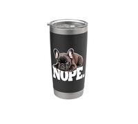 Mens Kids Sleep NOPE Black French Bulldog Puppy Lover Vaso térmico de acero inoxidable de doble pared