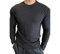 Men's Knitted Sweater Breathable Lapels Solid Color Long Sleeves Pullover Temperament Fashion Casual Knitwear F-Black 3XL