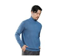 Men's Knitted Sweater Breathable Soft Warm Comfortable Long Sleeves Pullover Temperament Casual Solid Color Knitwear C-Blue XL