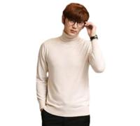 Men's Knitted Sweater Breathable Soft Warm Comfortable Long Sleeves Pullover Temperament Casual Solid Color Knitwear J-Beige XL
