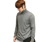 Men's Knitted Sweater Breathable Soft Warm Comfortable Long Sleeves Pullover Temperament Casual Solid Color Knitwear I-Grey S