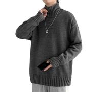 Men's Knitted Sweater Breathable Warm Comfortable Long Sleeves Pullover Temperament Casual Solid Color Knitwear I-Grey XL