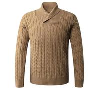 Men's Knitted Sweater Breathable Warm Comfortable Long Sleeves Pullover Temperament Fashion Casual Knitwear A-Beige L