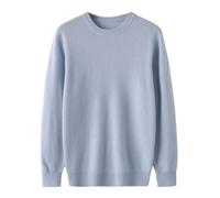 Men's Knitted Sweater Temperament Casual Solid Color Knitwear Breathable Soft Warm Comfortable Long Sleeves Pullover D-Light Blue XXL