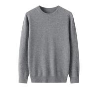 Men's Knitted Sweater Temperament Casual Solid Color Knitwear Breathable Soft Warm Comfortable Long Sleeves Pullover E-Light Grey 3XL