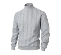 Men's Knitted Sweater Temperament Casual Solid Color Knitwear Breathable Stand-Up Collar Warm Long Sleeves Pullover B-Light Grey S