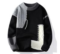 Men's Knitted Sweater Temperament Fashion Casual Knitwear Breathable Warm Comfortable Long Sleeves Pullover O-Black L