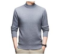 Men's Knitted Sweater Warm Breathable Stand-Up Collar Long Sleeves Pullover Temperament Casual Solid Color Knitwear H-Light Grey 3XL