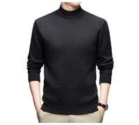 Men's Knitted Sweater Warm Breathable Stand-Up Collar Long Sleeves Pullover Temperament Casual Solid Color Knitwear C-Dark Grey 4XL