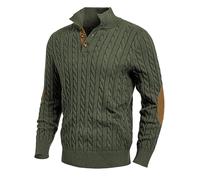 Men's Knitted Sweater Warm Comfortable Breathable Lapels Long Sleeves Pullover Temperament Casual Solid Color Knitwear Q-Army Green XXL