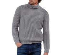 Men's Knitted Sweater Warm Comfortable Breathable Long Sleeves Pullover Temperament Casual Solid Color Knitwear N-Grey M