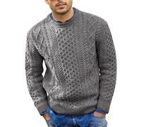 Men's Knitted Sweater Warm Comfortable Breathable Long Sleeves Pullover Temperament Casual Solid Color Knitwear I-Grey XL