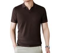 Men's Knitwear Thin Soft Breathable Short Sleeves Youth Classic Retro Knitted Tops Regular Fit Casual Fashion T-Shirt C-Coffee M