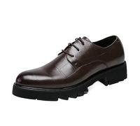 Mens Lace Up Elevator Oxford Dress Shoes Luxury Leather Breathable Non Slip Classic Business Footwear for Prom Wedding Office(Brown,41 EU)