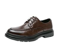 Mens Lace Up Leather Dress Shoes Platform Oxford Formal Business Shoes for Office Wedding Daily Wear Comfortable All-Day Footwear(Brown,42 EU)
