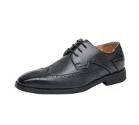 Mens Lace Up Oxford Dress Shoes Pointed Toe Leather Slip Resistant Rubber Sole Casual Tuxedo Footwear(Noir,39 EU)