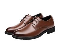 Men's Leather Lace Up Brogue Dress Shoes Elegant Formal Wedding Prom Casual Office Footwear(Brown,40 EU)