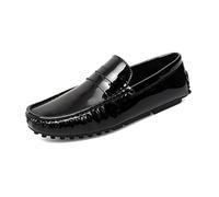 Men's Leather Loafers Slip-On Driving Shoes Lightweight Comfort Anti-Slip Sole Casual Business Wear(Schwarz,41)