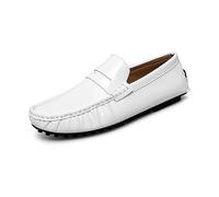 Men's Leather Loafers Slip-On Driving Shoes Lightweight Comfort Anti-Slip Sole Casual Business Wear(Wei,42)