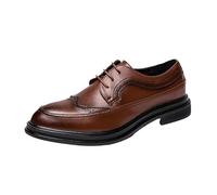 Mens Leather Oxford Dress Shoes Fashion Platform Height Increase Business Wedding Prom Formal Shoes(Brown,38 EU)