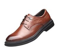 Men's Leather Oxford Shoes Breathable Block Heel Height Increase Tuxedo Formal Classic Comfortable for Wedding Business Casual(Brown,41 EU)