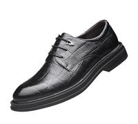 Men's Leather Oxford Shoes Breathable Block Heel Height Increase Tuxedo Formal Classic Comfortable for Wedding Business Casual(Noir,43 EU)