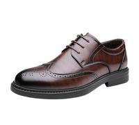 Mens Leather Oxfords Lace Up Platform Shoes Breathable Formal Dress Shoes Classic Business Shoes for Office Work Wedding Daily Wear Comfortable All-Day Footwear(Brown,39 EU)
