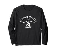 Mens Lets Get Toasted Camping Marshmallow pun Campfire Manga Larga