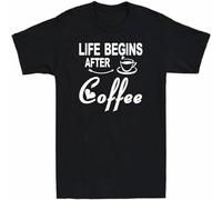 Men's Life Begins After Coffee T-Shirt Funny Caffeine Lovers Gift Black M