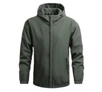 Mens Lightweight Hooded Jacket Full Zip Casual Outerwear (Green,L)