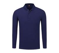Mens Lightweight Lapel Polo Shirt Black Long Sleeve Top for Golf Workout or Casual Days(Blue,L)