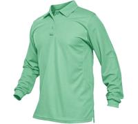 Mens Lightweight Solid Slim Fit Polo Shirt Long Sleeve Breathable Summer Casual Business Top(Light Green,XXL)