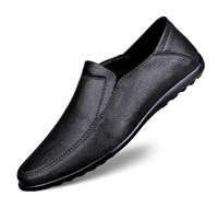 Men's Loafers Solid Color Vegan Leather Loafers Slip Resistant Lightweight Flexible Classic Slip-ons(Negro,44.5 EU)