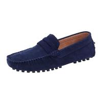 Men's Loafers Suede Dress Shoes for Business Casual Office Wedding Slip On Comfortable Lightweight Walking(Blue,41 EU)