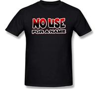 Men's Logo of No Use for A Name Logo Comfortable tee T Shirts Men's Breathable Cotton Crew Neck Plain Tees Black L