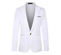 Men'S Long Sleeve Suit Business Work Casual Blazer Slim Fit Fashion Solid Color Transitional Jacket J-White 3XL