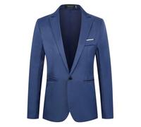 Men'S Long Sleeve Suit Business Work Casual Blazer Slim Fit Fashion Solid Color Transitional Jacket M-Royal Blue L