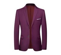 Men'S Long Sleeve Suit Lightweight Fashion Solid Color Transitional Jacket Business Work Casual Blazer G-Wine Red XXL